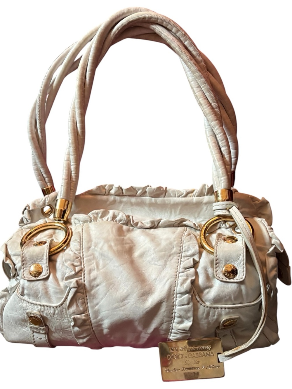 2010 RARE ANNIVERSARY -Dolce & Gabbana White Leather Shoulder Bag